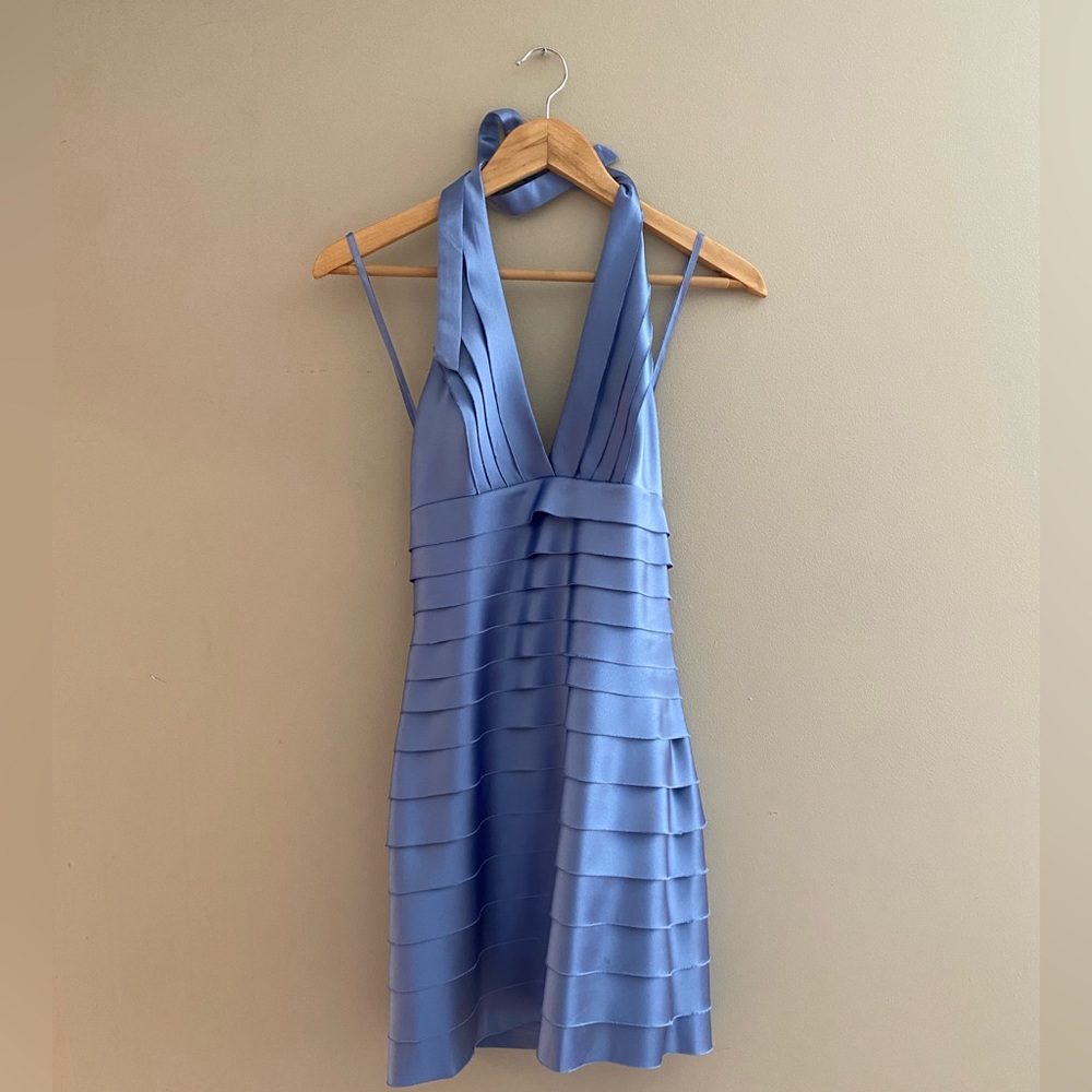 Blue layered cocktail dress
